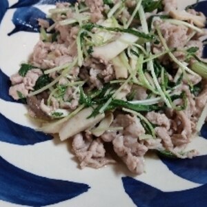 めんつゆで簡単♡超特急♡豚肉と水菜の柚子胡椒炒め